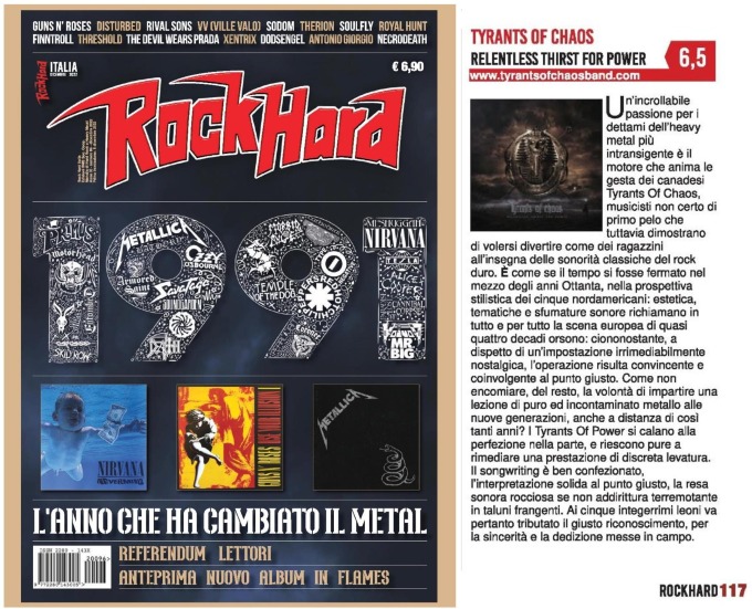 Rock Hard Italy – December 2022 – Tyrants of Chaos, Eternal Closure, 17 Crash, Highlord