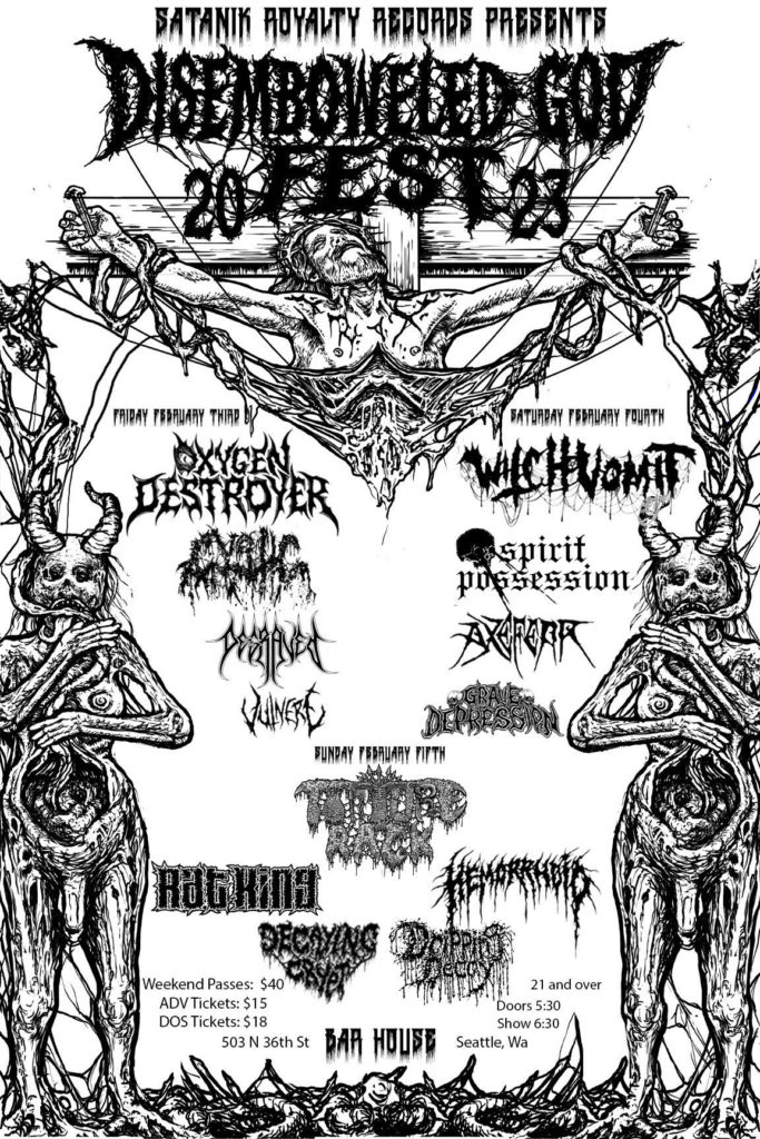 Satanik Royalty Records Presents Inaugural Disemboweled God Fest 2023; Tickets On Sale NOW!