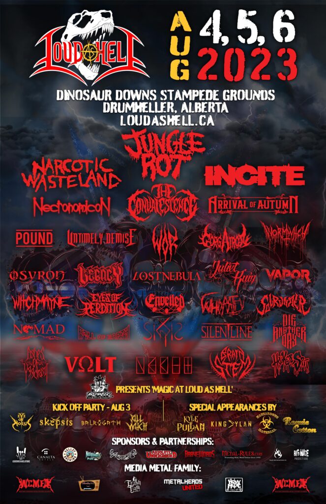 LOUD AS HELL Reveals 2023 Lineup w/ JUNGLE ROT, NARCOTIC WASTELAND, INCITE, NECRONOMICON, THE CONVALESCENCE, ARRIVAL OF AUTUMN and more!