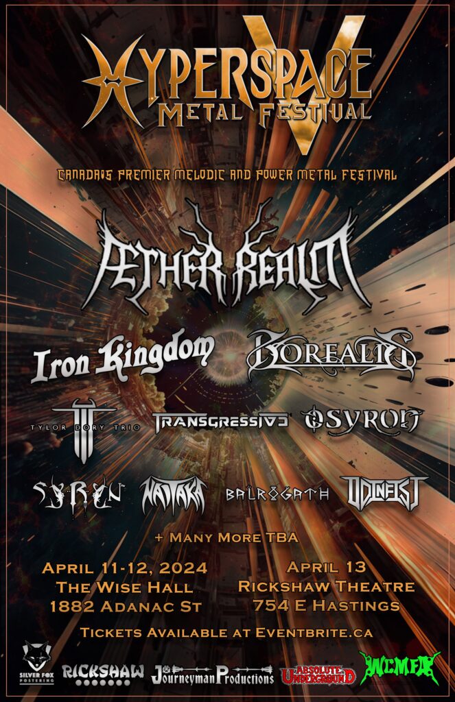 HYPERSPACE METALFEST (Vancouver, BC) Announces 1st Batch of Bands For 2024 Lineup w/ Aether Realm, Iron Kingdom, Borealis, Osyron and more!