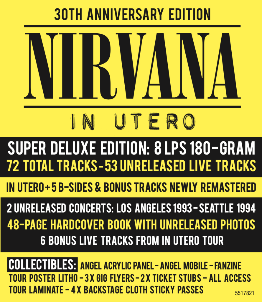NIRVANA’S IN UTERO: 30TH ANNIVERSARY MULTI-FORMAT REISSUES ARRIVE OCTOBER 27