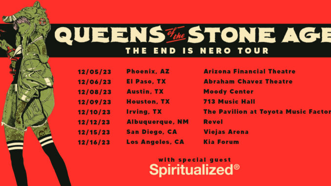 QUEENS OF THE STONE AGE: THE END IS NERO TOUR December West Coast Dates Added