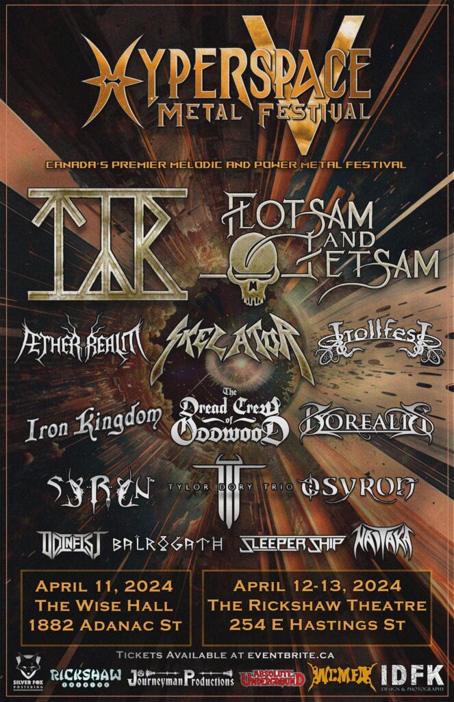 HYPERSPACE METALFEST (Vancouver, BC) Announces 2024 Lineup w/ Týr, Flotsam and Jetsam, Skelator, Trollfest, Aether Realm, Iron Kingdom, The Dread Crew of Oddwood and more!