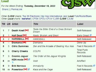 Happy Holidays! Hails Horns! m/m/ Thank You MDs and DJs for playing these headbangers! Much Love! Strigampire debuts #35 on !earshot National Top 50 For the Week Ending: Tuesday, December 19, 2023 | CFMH 107.3 MHz – Saint John – Top 30 #1 Strigampire, #21 Pessimystic | CIVL 101.7 FM – Abbotsford – Top 30 #29 Dirty Audio Machine | CFBX 92.5FM – Kamloops – Loud #2 Rockin’ Engine, #4 Human Missile Crisis, #9 Red Cain | CJSW 90.9 MHz – Calgary – Loud #3 HARDBALL