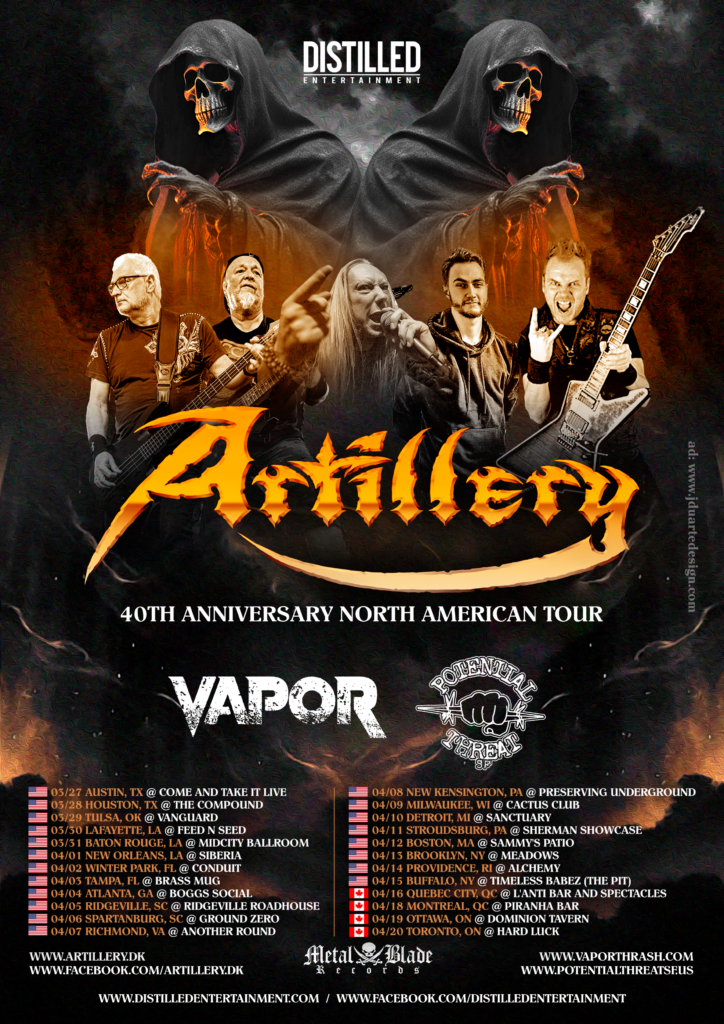 ARTILLERY: Rescheduled 40th Anniversary North American Headlining Tour Confirmed; Tickets On Sale Now!