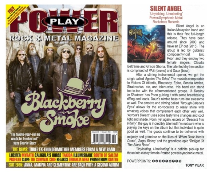 m/ February 2024 Powerplay Rock and Metal Magazine m/ w/ Yesterday’s Hero, Lancaster, Black Daggers, DEGENERATOR, Silent Angel – Rockshots Records