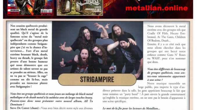 m/ Merci Metallian m/ Strigampire, Judicator, Kelevra et plus!