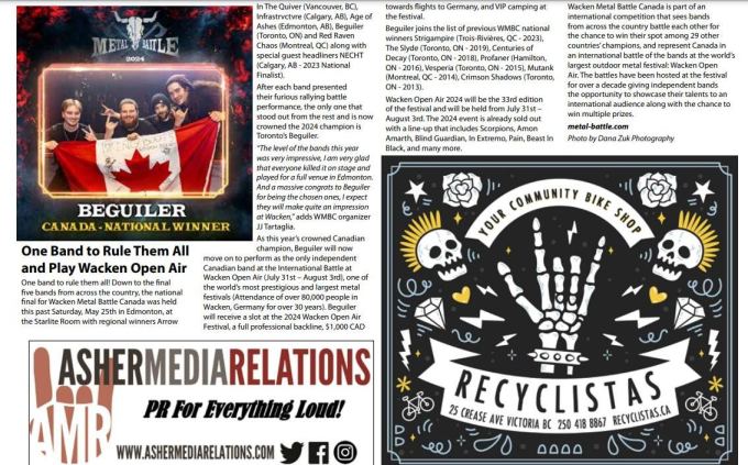 Absolute Underground Magazine New Issue is out! Issue 118! Wacken Metal Battle Canada – Beguiler, Thirteen Goats Exitus Stratagem Records, Culled.ca Horror Pain Gore Death Productions, Art of Attrition, Valfreya
