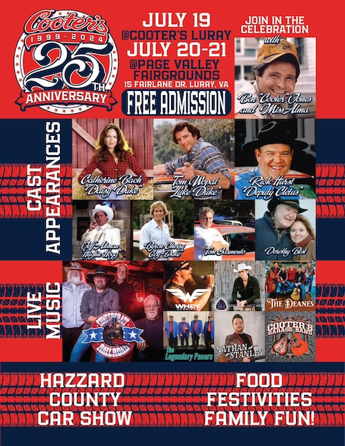 Dukes Of Hazzard Star Tom Wopat & Nashville Recording Artist Whey Jennings Headline 25th Anniversary Of Cooterâs Place In Luray, Virginia, July 19-21