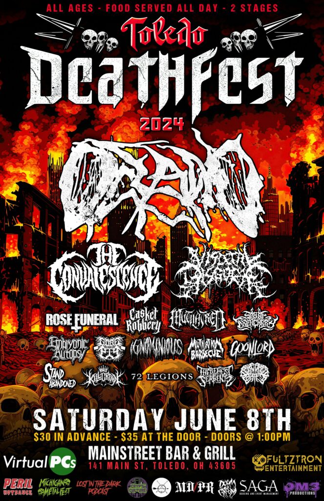 Reminder – June 8th – TOLEDO DEATH FEST w/ OCEANO, THE CONVALESCENCE, VISCERAL DISGORGE, ROSE FUNERAL, CASKET ROBBERY and more!