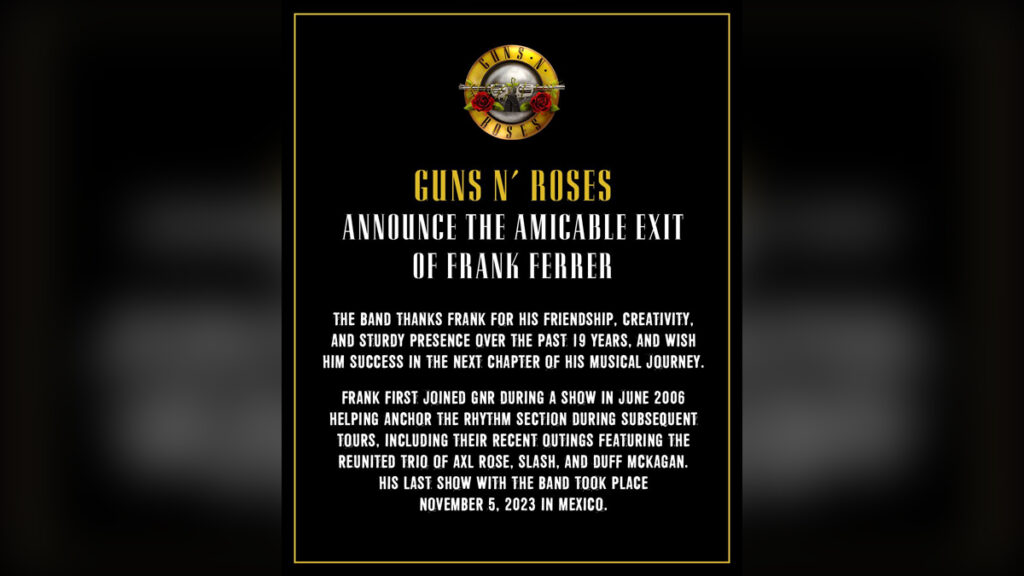 GNR Frank Ferrer Exit - COVER PHOTO