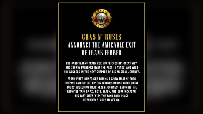 GNR Frank Ferrer Exit - COVER PHOTO GNR Frank Ferrer Exit - COVER PHOTO