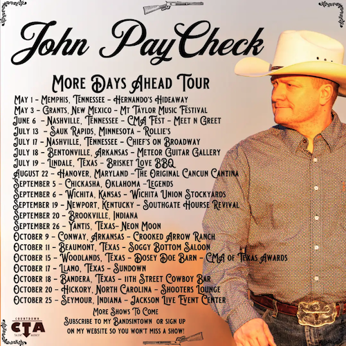 John PayCheck & His Calvary Band’s 10 State More Days Ahead Tour Rolls Into Tennessee, Arkansas & Texas In July