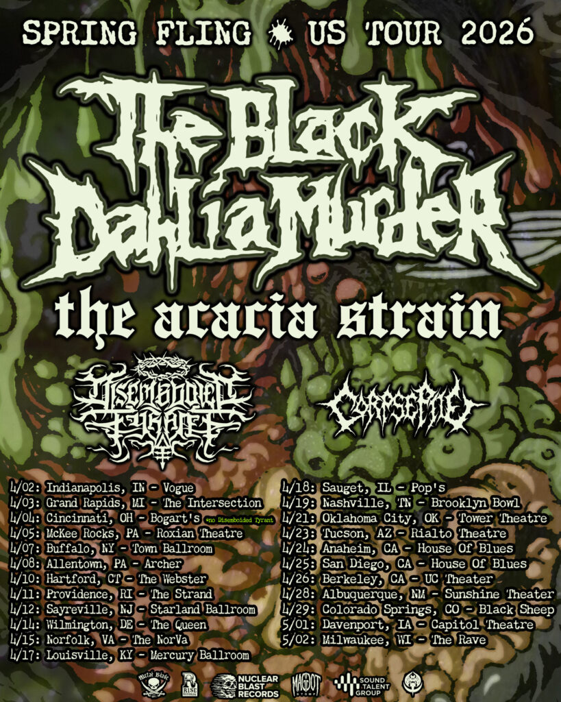 THE BLACK DAHLIA MURDER Announces Spring Fling US Headlining Tour; Band Presales Wednesday + General On Sale This Friday!