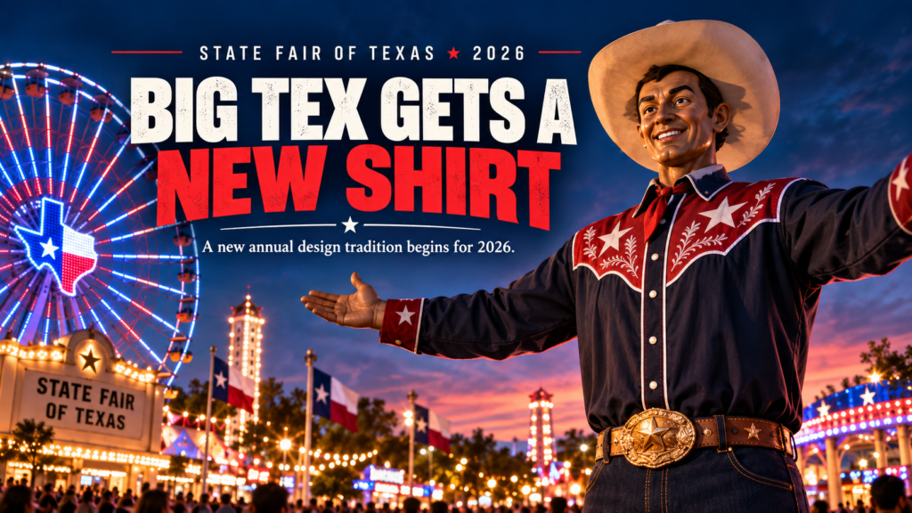 Big Tex new shirt for the 2026 State Fair of Texas cover