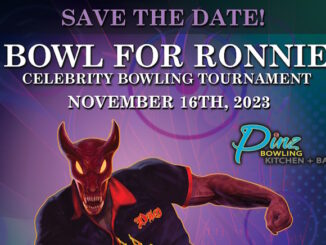 Bowl For Ronnie 2023 celebrity bowling tournament promotional poster for November 16, 2023