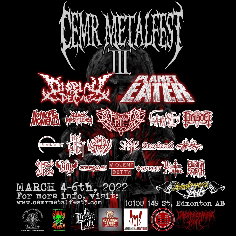 CEMR MetalFest III 2022 Edmonton lineup poster