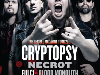 CRYPTOPSY, NECROT, FULCI and BLOOD MONOLITH on the cover of Decibel Magazine Issue 258