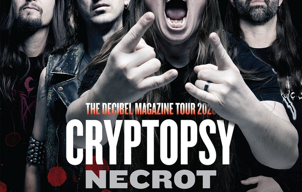 CRYPTOPSY, NECROT, FULCI and BLOOD MONOLITH on the cover of Decibel Magazine Issue 258