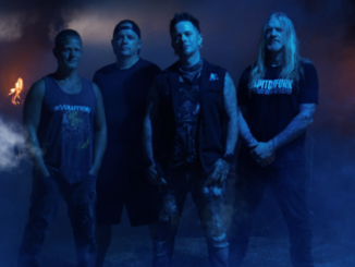 DEVOLUTION band publicity photo featuring Jon Howard, Christian Olde Wolbers, Eric Tysor and Nate Beberdick