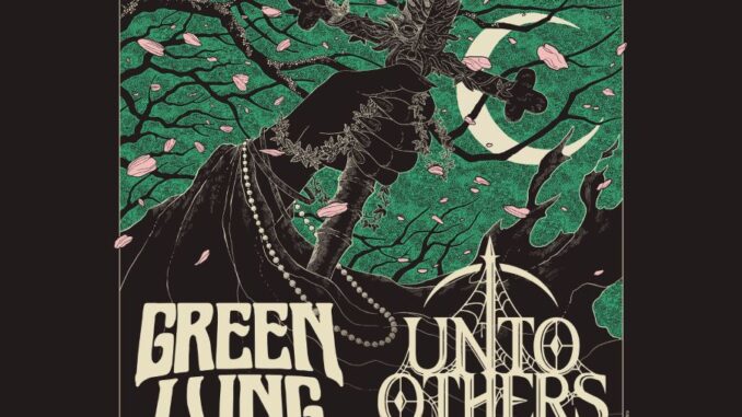 Heathen Neverland Tour 2025 poster featuring Green Lung, Unto Others and Satan's Satyrs