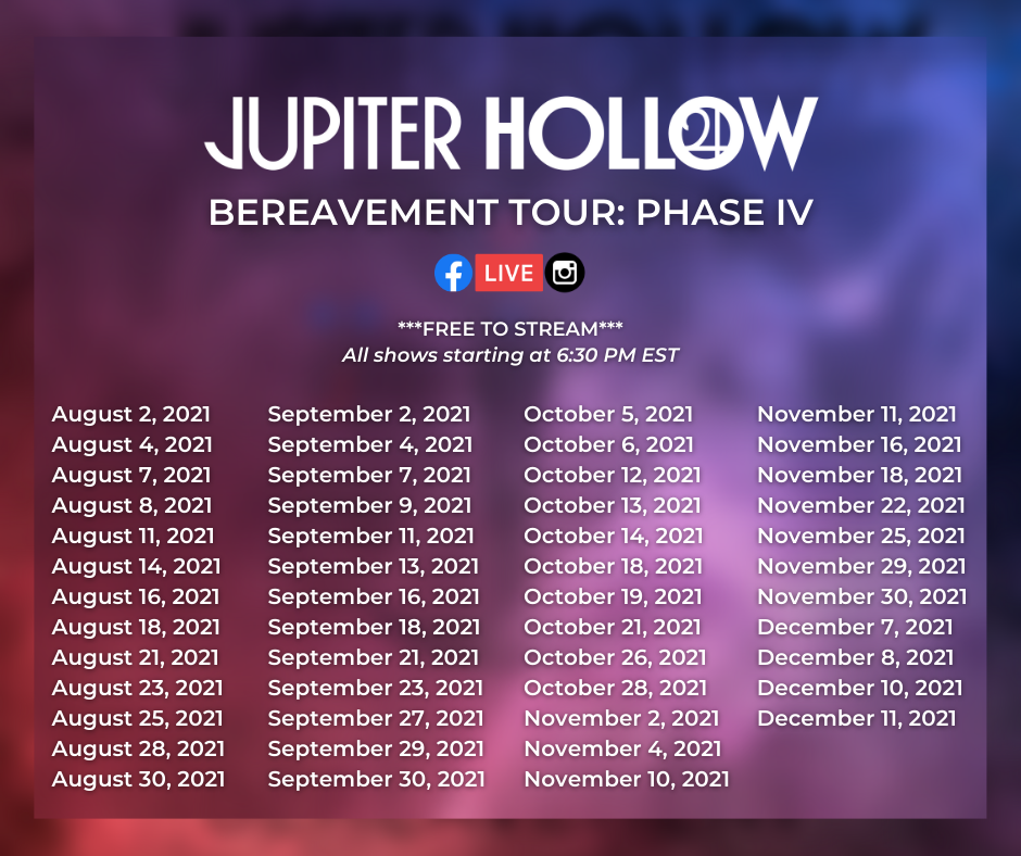 JUPITER HOLLOW Bereavement live stream tour artwork