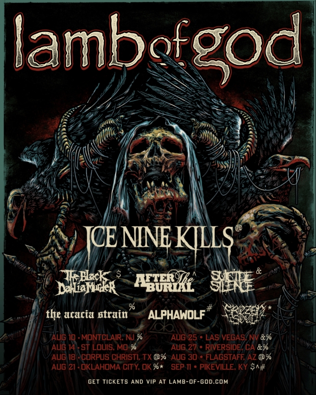 Lamb of God 2023 U.S. summer tour official poster