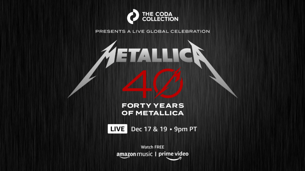 Metallica 40th Anniversary live streaming event graphic for December 17 and 19, 2021