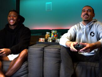 Saquon Barkley and GoodGameBro playing Madden NFL 22 during Xbox Sessions