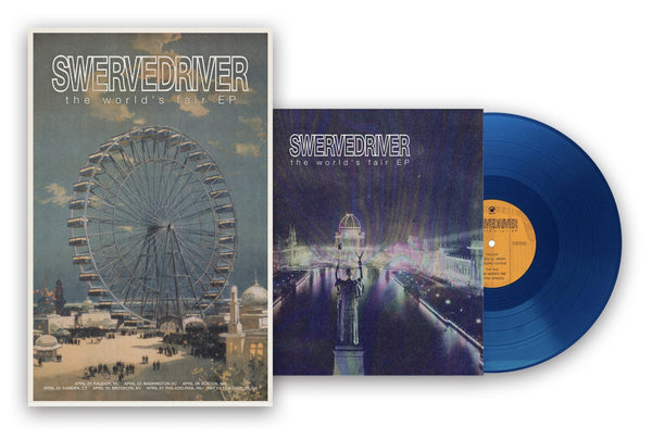 Swervedriver – The World's Fair EP cover and blue vinyl